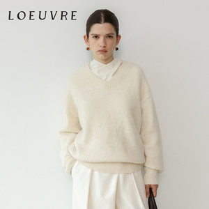 loeuvre loose V-neck lazy style sweater women's 25 autumn and winter new pullover sweater soft and waxy SK5WP481