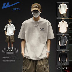 Warrior Heavyweight Pure Cotton American-Style Short-Sleeve T-Shirt for Men, Summer Grayish Brown 2026 New Trendy Brand Loose Half-Sleeve Shirt