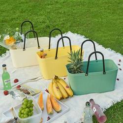 Portable Picnic Basket Outdoor Spring Outing Tool Set Trendy Picnic Supplies Flower Basket Multi-Color Version