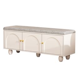 Extremely simple cream style new entry shoe changing stool home door storage shoe cabinet fabric soft bag entrance seat