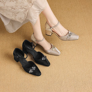 
Saturday new Chinese style Baotou fashion sandals summer new Mary Jane shoes women's thick heel one-word strap shallow mouth single shoes