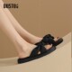 Dadong black soft-soled slippers for women 2025 new style fashion flat sandals fairy style skirt sandals