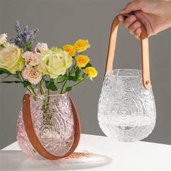 Extremely fast European style retro relief portable glass vase creative hydroponic flower arrangement vase U living room table decoration
