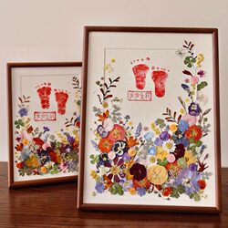Newborn Baby Gift Set for Full Month, 100 Days, and First Birthday, High-End Commemorative Hand and Footprint Display Frame