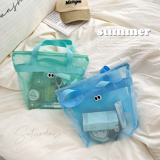 Speedy Eyes Beach Bag Transparent Mesh Shoulder Bag Outdoor B Large Capacity Storage Bag Portable Toiletries Bag Hollow