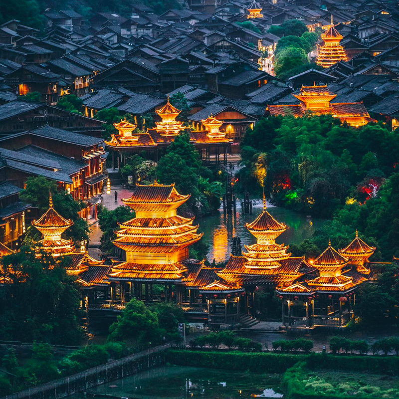 私家团贵州旅游纯玩半自由行4天3晚黄果树天眼小七孔肇兴侗寨避暑