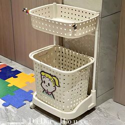 Japan Imported Dirty Clothes Basket Household Partitioned Laundry Basket High-Value Bathroom Storage Basket Removable Trolley