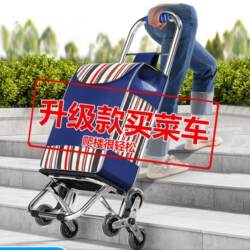 Lightweight Hand-Pulled Cart for Elderly People to Buy Groceries, Portable Shopping Cart for Climbing Stairs, Foldable Pull-Bar Cart for Home Use, Sturdy and Durable