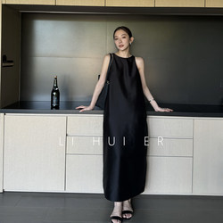 Lihuier Li Hui'Er Simple Black Dress Women's Summer Sleeveless Vest Long Dress White Formal Dress Women
