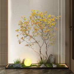 Light Luxury Artificial Tree Plant Landscaping Indoor Lobby Courtyard Landscape Tree Zen Tea Room Space Decoration Artificial Tree Combination