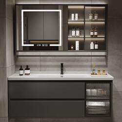 Ceramic Integrated Basin Honeycomb Aluminum Bathroom Cabinet 76//86/96/106/116 Modern Minimalist Bathroom Washbasin