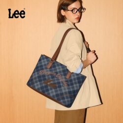 Lee's New Official Plaid Tote Bag for Female College Students, Shoulder Bag, Commuter Casual Bag, Fashionable and Versatile Handbag
