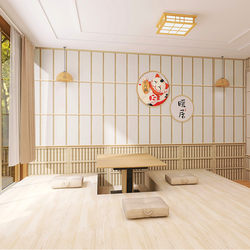 Japanese-Style Screen Imitation Wood Door Wallpaper Script-Killing Mystery Game Sushi Restaurant Decorative Painting Tatami Japanese Elements Wall Sticker Self-Adhesive