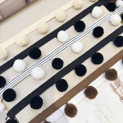 Curtain Lace Pom-Pom Black Decorative Accessories French Retro Curtain Gauze Accessories Tassel Trendy Curtain Head Lace