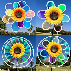 
Internet celebrity sunflower colorful laser windmill outdoor rotating large windmill garden courtyard decoration children's toys wholesale