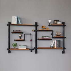American retro wall decoration water pipe storage rack wall hanging storage rack loft style creative multi-layer bookshelf