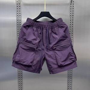 
Outdoor purple shorts for men, versatile summer thin workwear, loose casual casual pants, quick-drying outer pocket pants