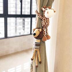 Cartoon Curtain Tiebacks, Curtain Straps, a Pair of Animal Figurines, Children's Room Decorations, Animal-Shaped Curtain Decorations, a Pair