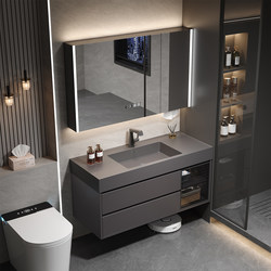 Smart Luxury Thickened Honeycomb Aluminum Bathroom Cabinet Set with Microcrystalline Stone Integrated Basin for Washing Hands and Face