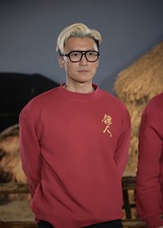 Movie Dartman Roadshow Nicholas Tse Same Style Sweatshirt New Year Edition Red Sweatshirt for Men Round Neck Thickened Top