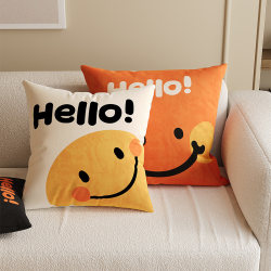 ins Smiley Face Sofa Pillow Covers Living Room Bedside Bed Cushions Bay Window Decorative Pillows Lumbar Support Removable and Washable