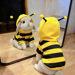 Cute Bunny Clothes, Cute Bee Hoodie, Spring and Autumn Cute Striped Vest, Lop-Eared Dwarf Rabbit Warm Clothing
