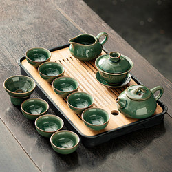Ge Kiln Kung Fu Tea Set 2024 New Model High-End Home Office Chinese Style Complete Ceramic Tea Cup Tea Brewing Set