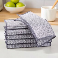Steel Wire Cleaning Cloth, Double-Layer Thickened Mesh Steel Wool Scrubber, Household Stove Top Stain Removal and Cleaning Silver Wire Cloth