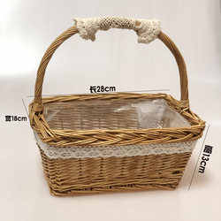 Flower arrangement, rattan weaving, straw weaving, wicker lace, portable flower basket, living room, office decoration, pastoral mini flower basket