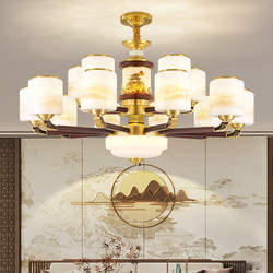 All-Copper New Chinese Chandelier Living Room Lamp Solid Wood Full Spectrum Super Bright Villa Self-Built Room Hall Main Light Restaurant Chandelier