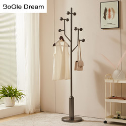 Modern Floor-Standing Clothes Rack for Bedroom, Space-Saving Vertical Solid Wood Clothes Rod, Stainless Steel Coat Rack for Living Room