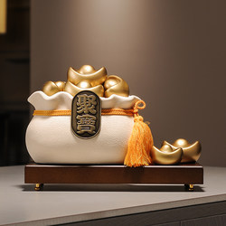Ceramic Gourd Fortune-Attracting Treasure Bowl Ornament for Living Room Tv Cabinet Entrance Hall Housewarming Gift Light Luxury High-End Decoration