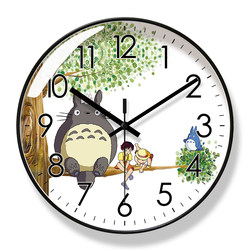 Ultra-Quiet 6882 Silent Living Room Wall Clock Totoro Cartoon Early Education Home Clock Wall Watch Silent Sweep Second Quartz Clock