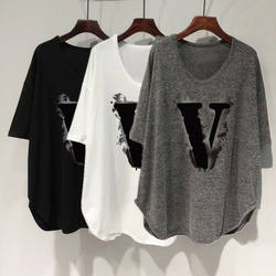 Plus-Size 150kg Loose-Fitting Large Size Mid-Length Uv Collar Short-Sleeve T-Shirt for Women, New Summer Korean Style Slimming Belly-Covering Top