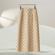 La Chapelle bow embroidered skirt 2025 new high-waisted slim A-line small plaid midi skirt