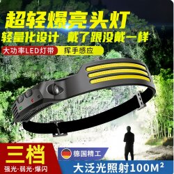 High-Intensity Headlamp for Mountain Climbing, Ultra-Bright, Rechargeable, Long-Lasting Battery Life, Head-Mounted Outdoor Night Fishing Sensor Lighting, Cob Floodlight
