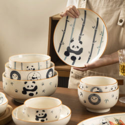 Panda Underglaze Rice Bowl, Particularly Beautiful Small Bowl for Home Use, 2025 New Model Eating Bowl, Ceramic Bowl and Plate Tableware