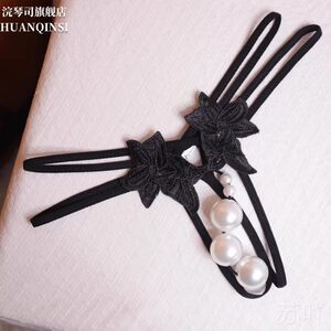 Pearl underwear Inanas A lace thong new high -quality double -row large particles with pearl necklace panties
