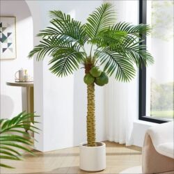 Artificial Coconut Tree, Fake Coconut Tree, Tropical Cactus Tree, Living Room Floor Plant, High-End Artificial Green Plant for Home Decor