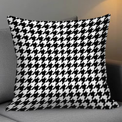 Nordic Light Luxury Houndstooth Pillow Black and White Checkered Geometric Series Living Room Backrest Study Office Car Cushion