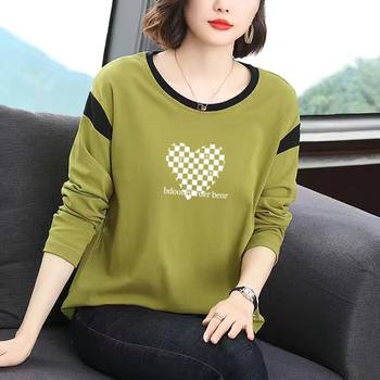 Pure cotton long-sleeved base shirt for women's spring and autumn clothes
