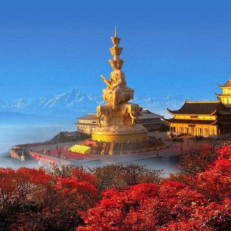 四川成都出发九寨沟黄龙熊都江堰山峨眉山旅游纯玩5天4晚跟团游