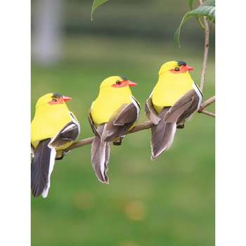 Simulated feather bird oriole bird color foam bird green plants bundled gardening garden decoration craft home decoration ornament