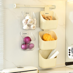 Wall-Mounted Storage Box for Ginger, Garlic, and Vegetables, with Hooks and Shelves, No-Drill Kitchen Storage Solution