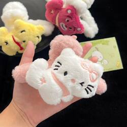 Plush Butt-Shaped Hair Clip with Strawberry Bear, Winnie the Pooh, and Kitten Designs, Cute Cartoon Hair Accessory That Attracts Girls