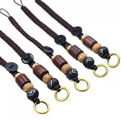 Hand-Woven Cloud Pattern Keychain Lanyard with Copper Car Buckle, Semi-Finished Pendant Rope, Gold Car Buckle Braided Rope