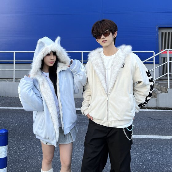 
Forest Island SZDY American retro mountain-carved cotton clothing couple men and women Sanskrit embroidered cat ears casual jacket