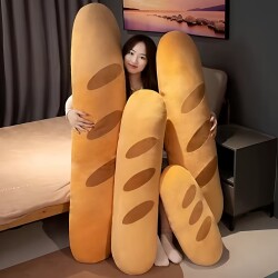 Soft Bread-Shaped Pillow, Baguette-Shaped Long Pillow for Sleeping on Bed, Large Leg Pillow for Pregnant Women, Dormitory Girls' Bedside Cushion, Removable and Washable