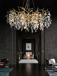 French light luxury crystal chandelier Italian branch all-copper high-end art living room dining room bedroom designer lighting