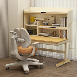 Aigole children's study table primary school students home desk desk solid wood liftable desk and chair coffee cat